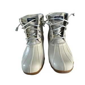 Sperry Kids Size 1M Metallic Camo Duck‎ Boots Lace Up Waterproof Shoes
